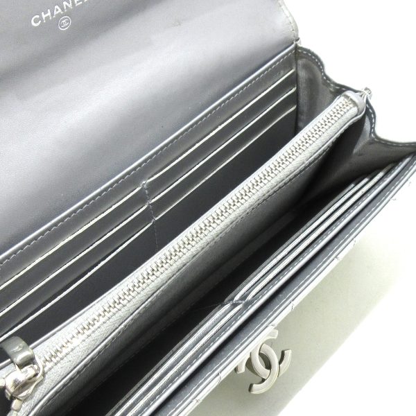 37781122 3 Chanel Cocorock Matelasse Long Wallet Silver Hardware Enamel Silver