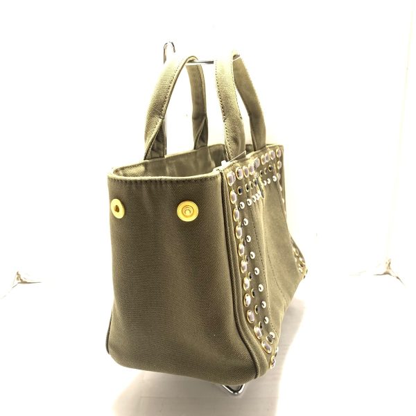 37792317 2 Prada Tote Bag Canvas Khaki Black Multi