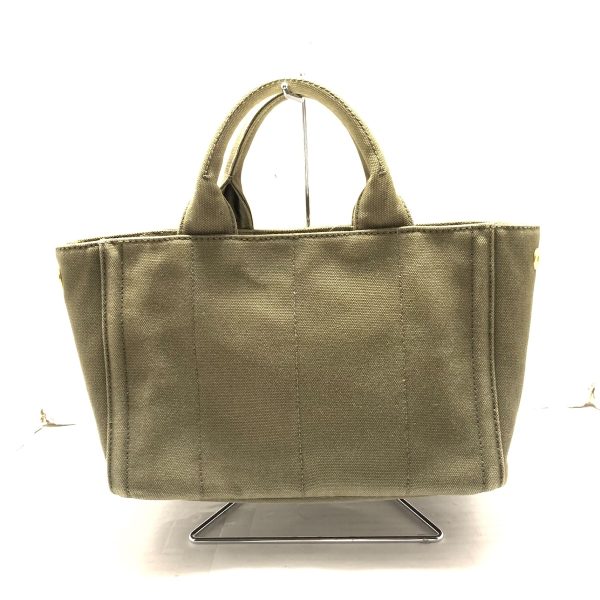 37792317 3 Prada Tote Bag Canvas Khaki Black Multi