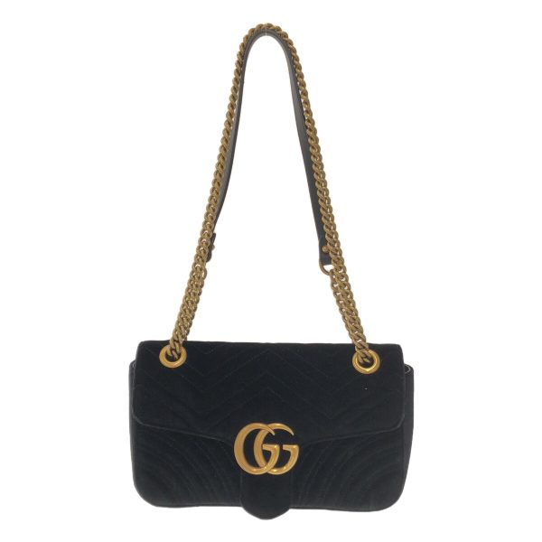 37794275 1 Gucci Gg Marmont Velor Shoulder Bag Black