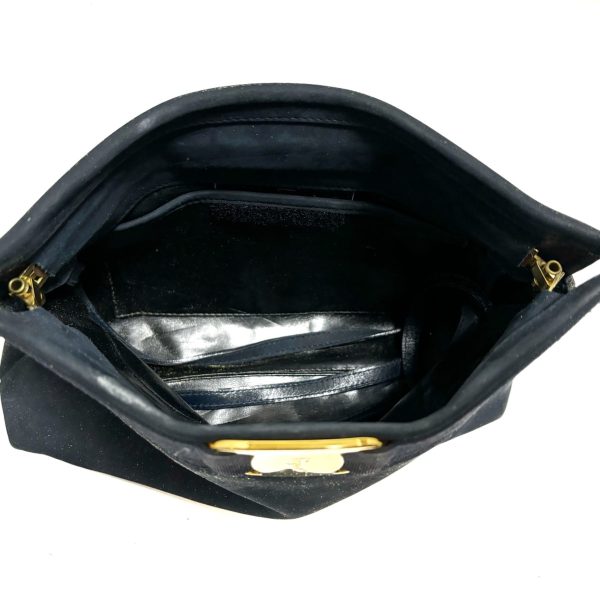 37798430 6 Salvatore Ferragamo Vara Velor Clutch Bag Navy