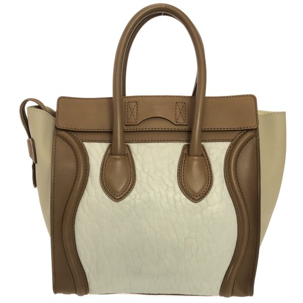 37799383 3 Celine Luggage Micro Shopper Leather Handbag White