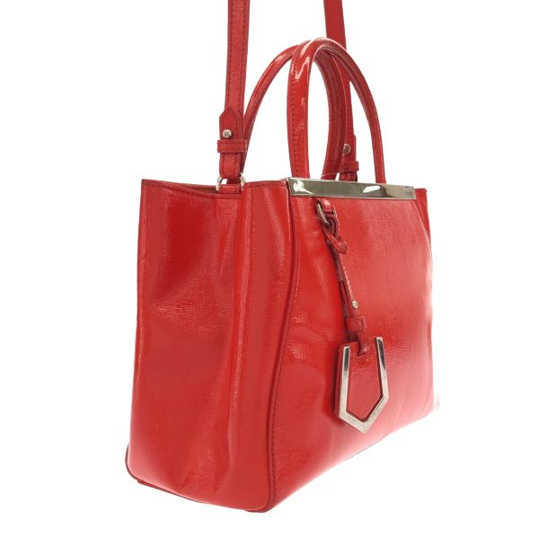 37799429 2 Fendi Handbag Leather Red Enamel