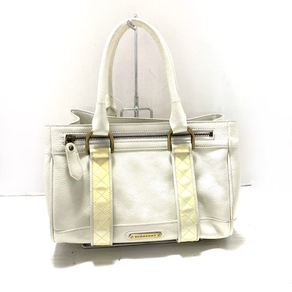 37799951 1 Burberry Tote Bag Leather Enamel White