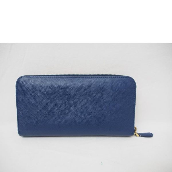 37803 2 PRADA Saffiano Round Zipper Long Wallet Bag Blue