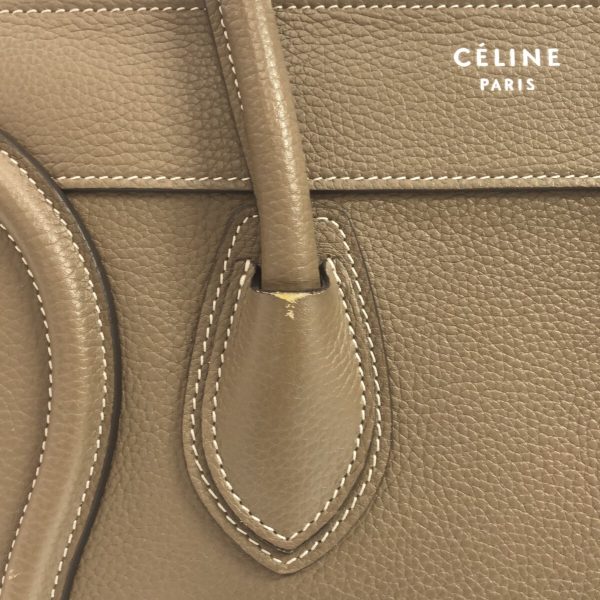 37808207 9 Celine Luggage Micro Shopper Drummed Calf Handbag Dune