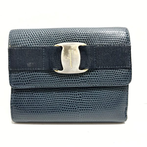 37813616 1 Salvatore Ferragamo Vara W Hook Leather Wallet Navy