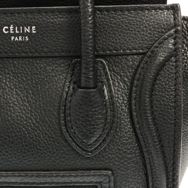 37817131 9 Celine Luggage Nano Shopper Drummed Calf Handbag Black