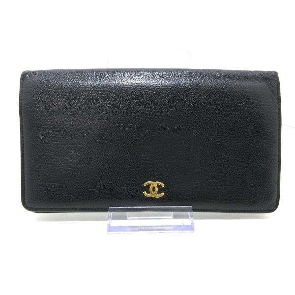 37828915 1 Chanel Long Wallet Gold Hardware Leather Black