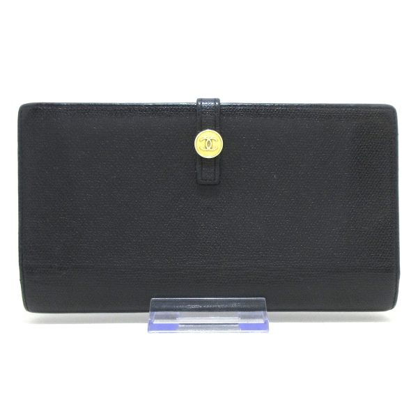 37828916 1 Chanel Coco Button Long Wallet Leather Black