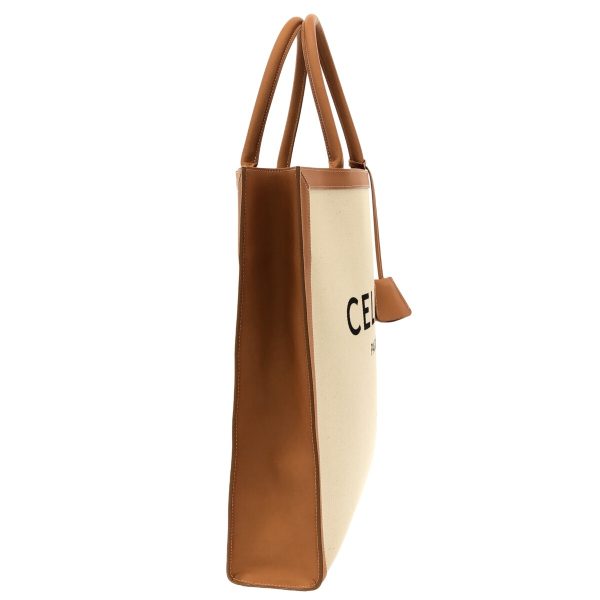 37829550 2 Celine Vertical Hippo Canvas Leather Tote Bag Ivory