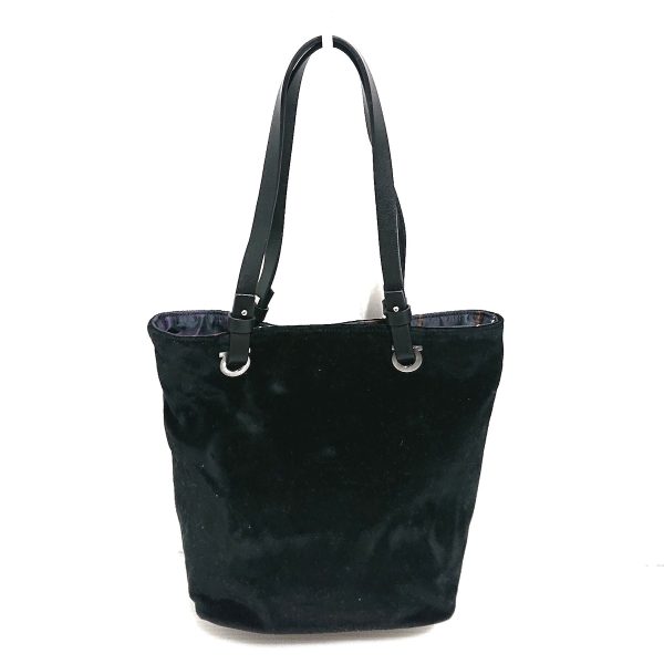 37829844 3 Salvatore Ferragamo Gancini Velor Leather Tote Bag Black