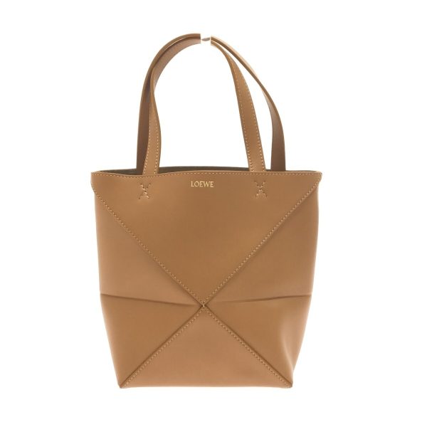 37830224 1 Loewe Puzzle Fold Tote Mini Tote Bag Shiny Calf Warm Desert Brown