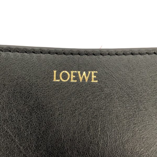 37831477 7 Loewe Puzzle Fold Tote Mini Tote Bag Shiny Calf Leather Black