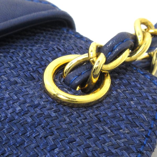 37831764 9 Chanel Matelasse Shoulder Bag Lambskin Navy Raffia