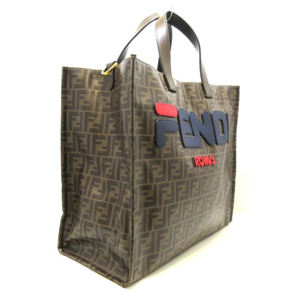 37832684 2 Fendi Tote Bag Jacquard Brown Navy Red