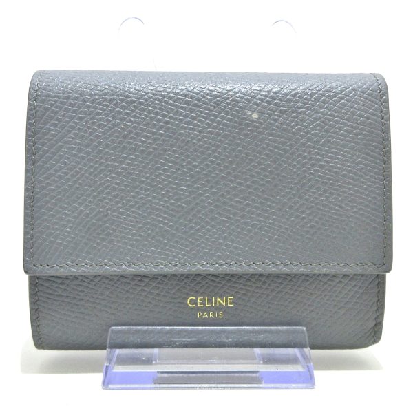 37833204 1 Celine Small Trifold Leather Wallet Gray