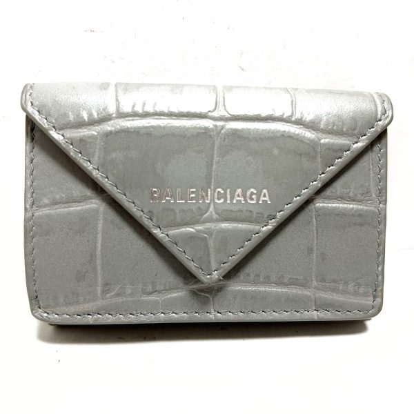 37833205 1 Balenciaga Paper Mini Wallet Embossed Leather Wallet Gray