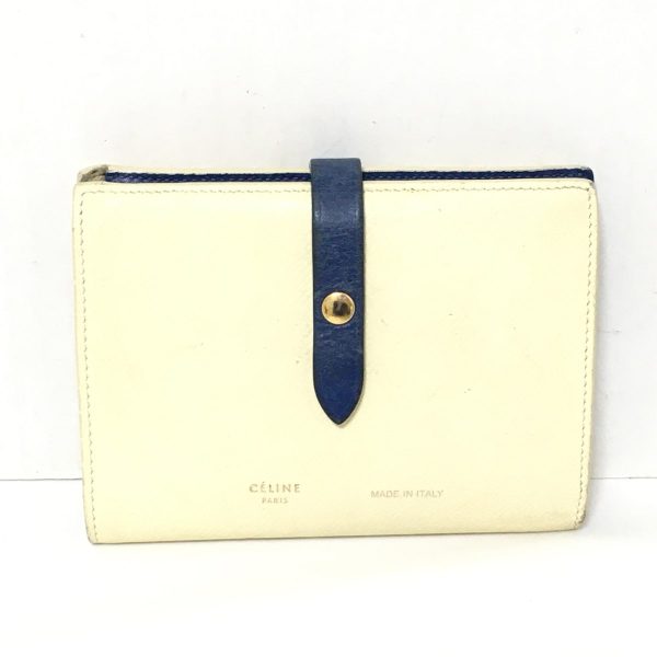 37834200 1 Celine Strap Medium Bifold Leather Wallet Ivory