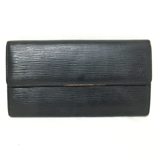 37845537 1 Louis Vuitton Pochette Porte Monet Credit Leather Long Wallet Noir