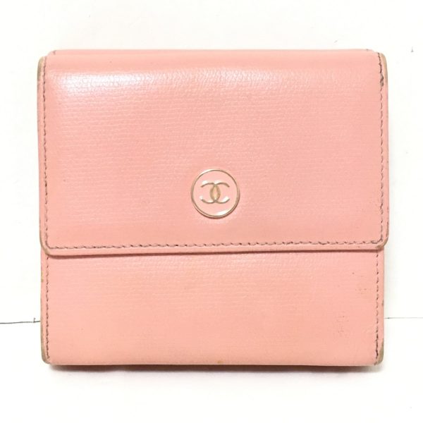 37846101 1 Chanel Coco Button Trifold Wallet Leather Pink