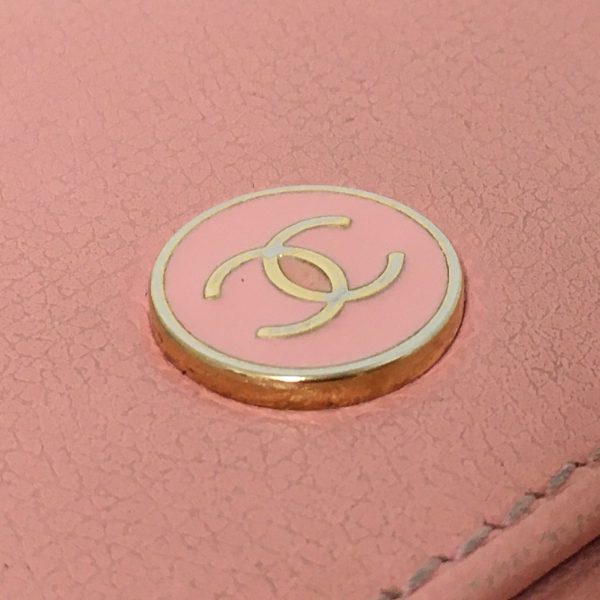 37846101 9 Chanel Coco Button Trifold Wallet Leather Pink