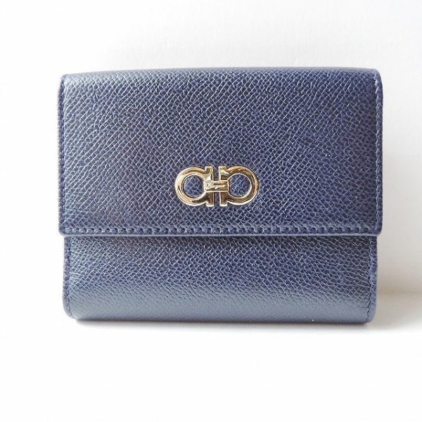 37846103 1 Salvatore Ferragamo Gancini Leather Wallet Navy