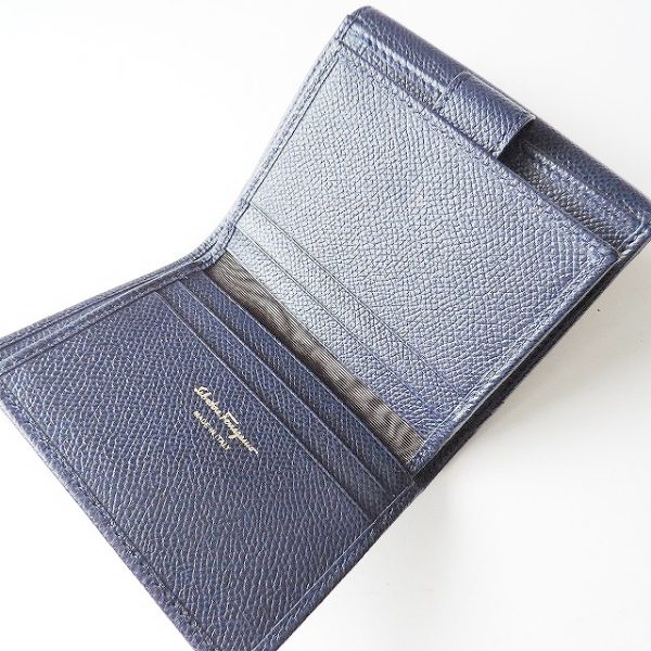 37846103 6 Salvatore Ferragamo Gancini Leather Wallet Navy