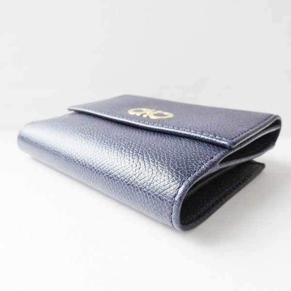 37846103 8 Salvatore Ferragamo Gancini Leather Wallet Navy