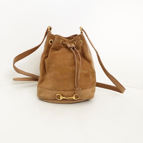 37846779 1 Gucci Horsebit Suede Shoulder Bag Brown