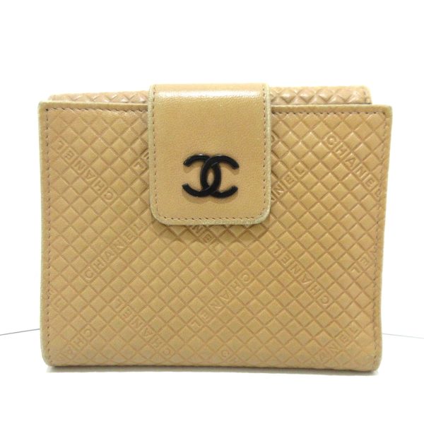 37847828 1 Chanel Micro Belted Embossed Leather Hook Wallet Beige Black