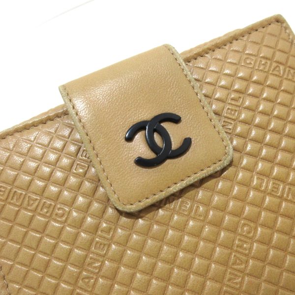 37847828 7 Chanel Micro Belted Embossed Leather Hook Wallet Beige Black