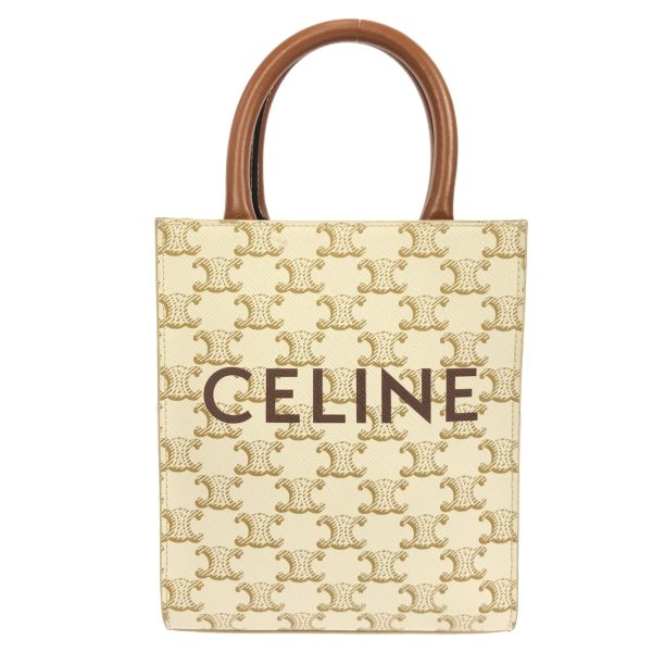 37850425 1 Celine Mini Vertical Cover Triomphe Canvas Tote Bag White