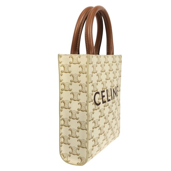 37850425 2 Celine Mini Vertical Cover Triomphe Canvas Tote Bag White