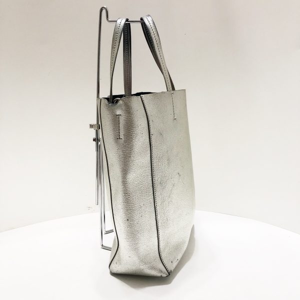 37850856 2 Celine Vertical Cabas Small Leather Tote Bag Silver