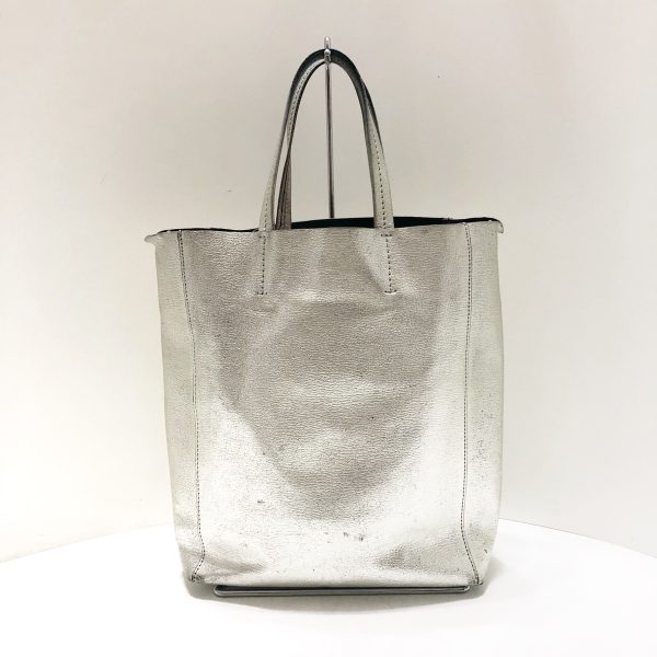 37850856 3 Celine Vertical Cabas Small Leather Tote Bag Silver