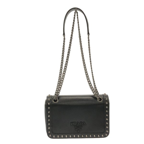 37852824 1 Prada Shoulder Bag Leather Black Gray