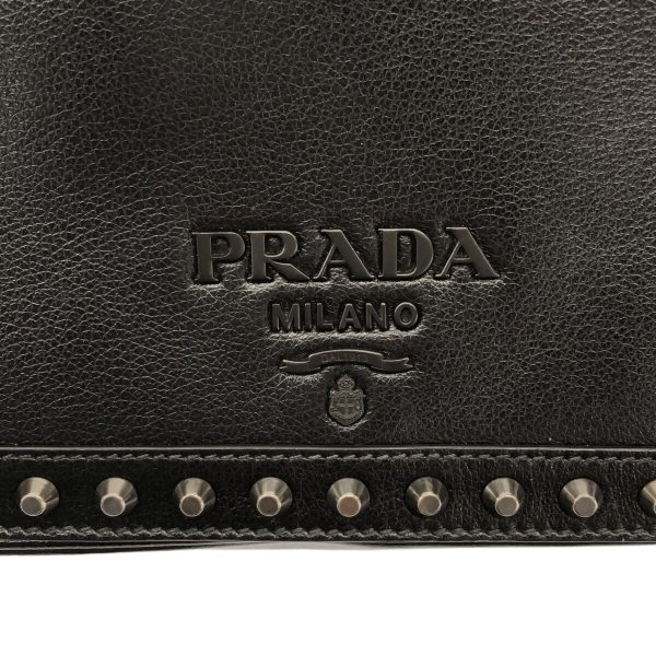 37852824 12 Prada Shoulder Bag Leather Black Gray