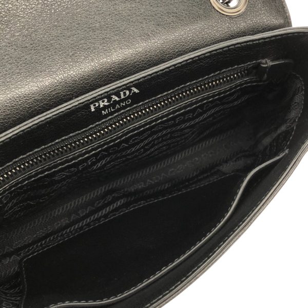 37852824 6 Prada Shoulder Bag Leather Black Gray