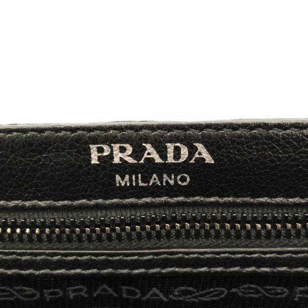 37852824 7 Prada Shoulder Bag Leather Black Gray