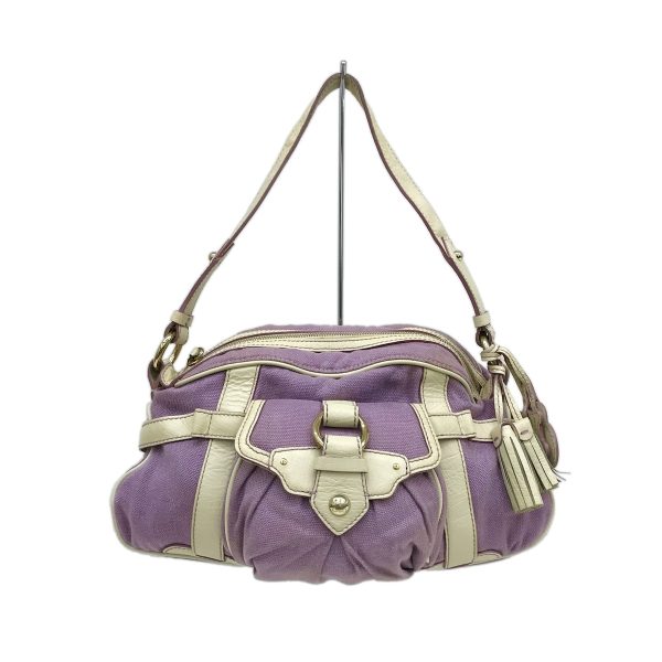 37863774 1 Celine Canvas Leather Shoulder Bag Purple