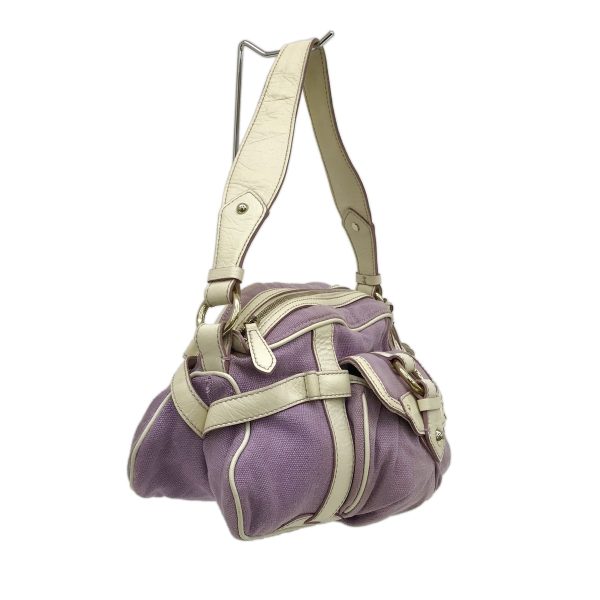 37863774 2 Celine Canvas Leather Shoulder Bag Purple