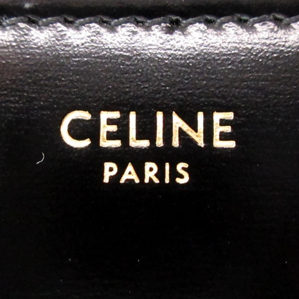 37864011 7 Celine Trapeze Triomphe Shiny Calf Shoulder Bag Black