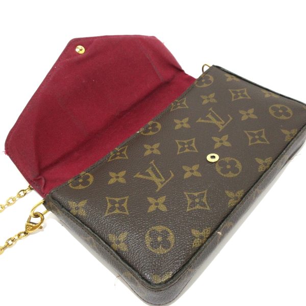 37864138 3 Louis Vuitton Pochette Felicie Monogram Canvas Wallet Chain Wallet Brown