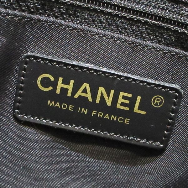 37864809 7 Chanel New Travel Line Mm Nylon Jacquard Leather Tote Bag Black