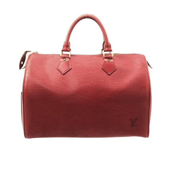 37866795 3 Louis Vuitton Speedy Leather Handbag Castilian Red