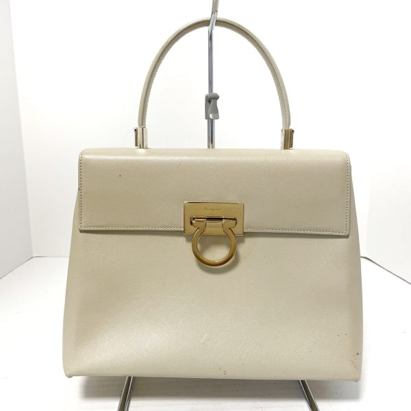 37866924 1 Salvatore Ferragamo Gancini Leather Handbag Beige