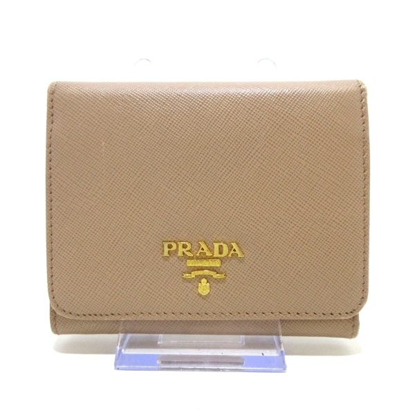 37868830 1 Prada Trifold Wallet Saffiano Leather Beige