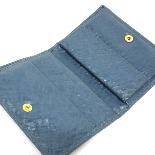 37868832 3 Prada Bifold Wallet Saffiano Leather Blue Gray