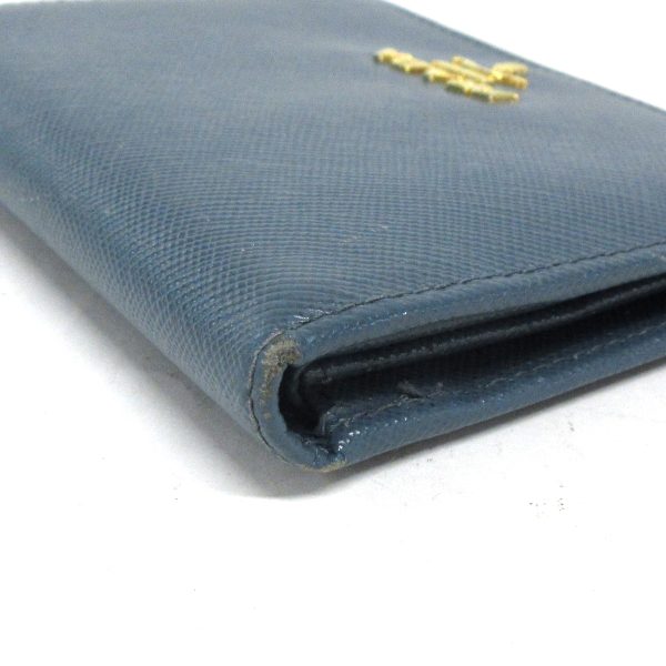 37868832 6 Prada Bifold Wallet Saffiano Leather Blue Gray